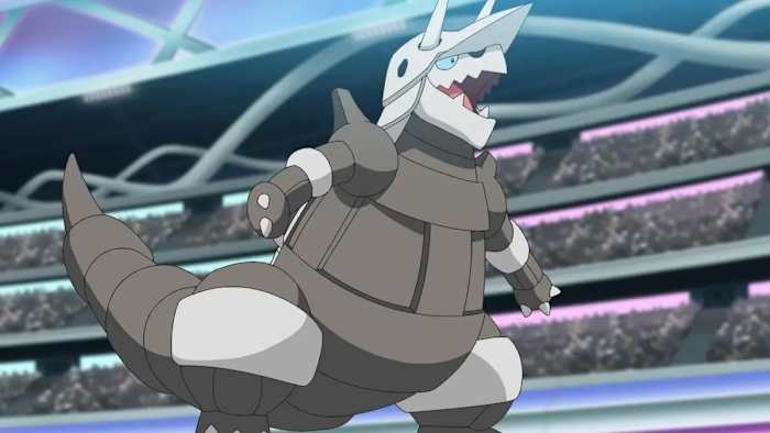 Aggron roaring in pokemon anime